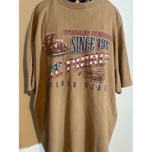 Alstyle American Tradition Since 1932 The Pickup Truck Graphic T-Shirt Tan XL
